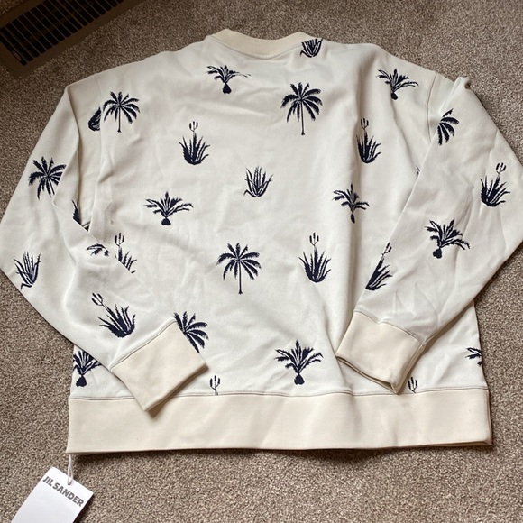 Jil Sander Men's Palm Tree Intarsia Cotton Crew Knit - Picture 9 of 11